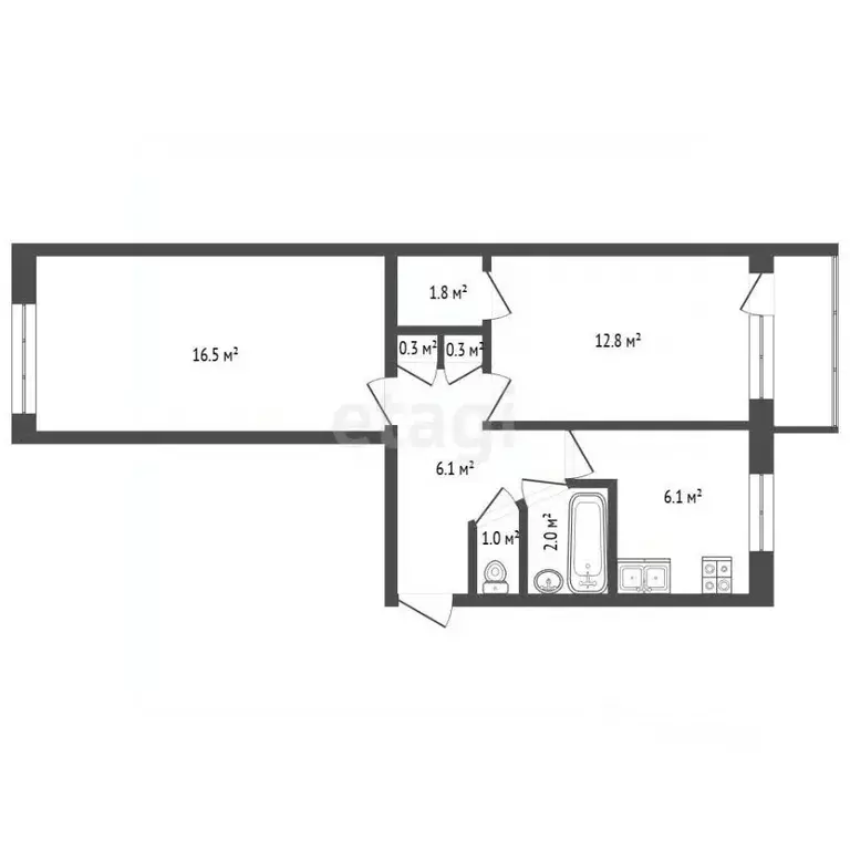 2-к кв. Нижегородская область, Нижний Новгород Путейская ул., 4А (47.1 ... - Фото 1