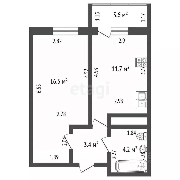 1-к кв. Башкортостан, Стерлитамак просп. Октября, 38 (35.8 м) - Фото 2