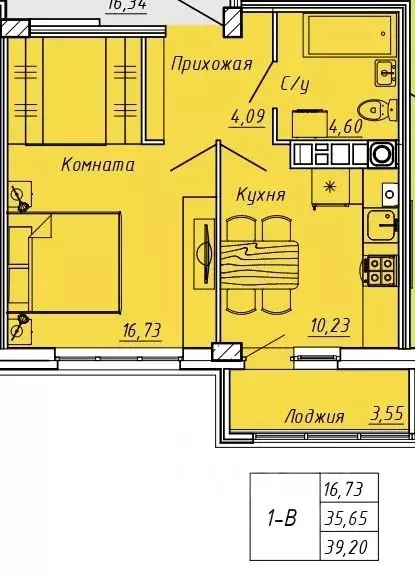 1-к кв. Ивановская область, Иваново Апрельская ул., 95 (39.2 м) - Фото 0