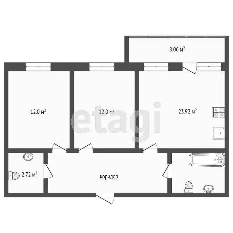 2-комнатная квартира: Тюмень, улица Тимофея Кармацкого, 9к1 (68.5 м) - Фото 0