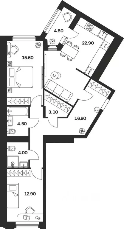2-к кв. Тульская область, Тула ул. Каракозова, 75А (84.41 м) - Фото 0