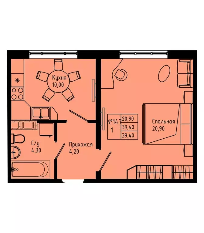 1-комнатная квартира: Коммунар, Железнодорожная улица, 41к2 (39.4 м) - Фото 1