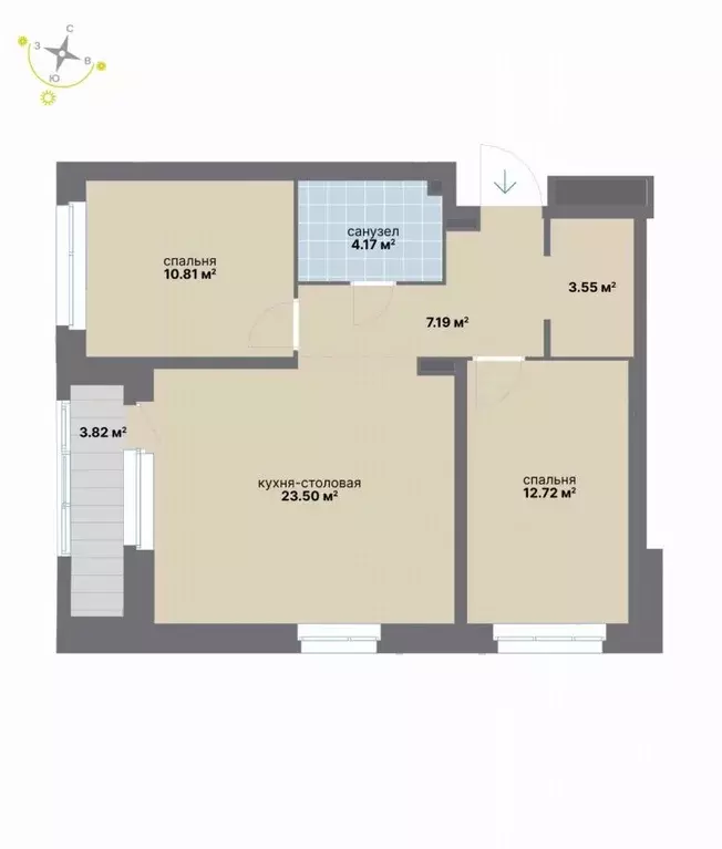 2-к кв. Свердловская область, Екатеринбург ул. Студенческая, 16 (65.76 ... - Фото 1