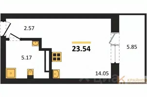 Студия Воронежская область, Воронеж Транспортная ул., 58 (23.54 м) - Фото 0