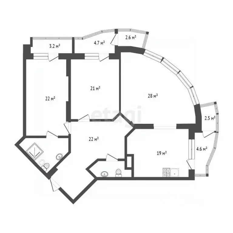 3-к кв. Тюменская область, Тюмень ул. Малыгина, 90 (124.3 м) - Фото 1