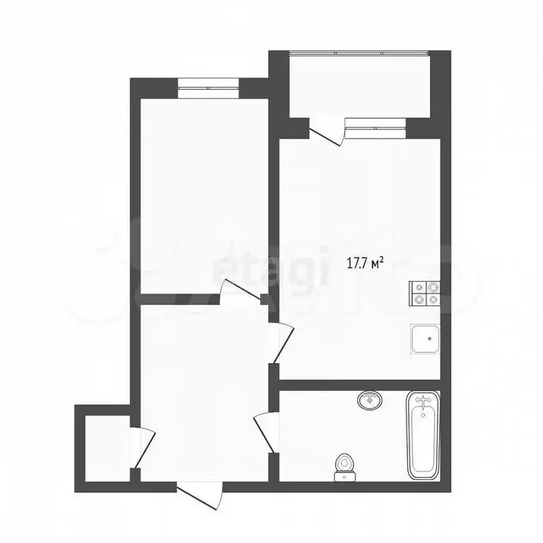 1-к. квартира, 44 м, 9/9 эт. - Фото 0