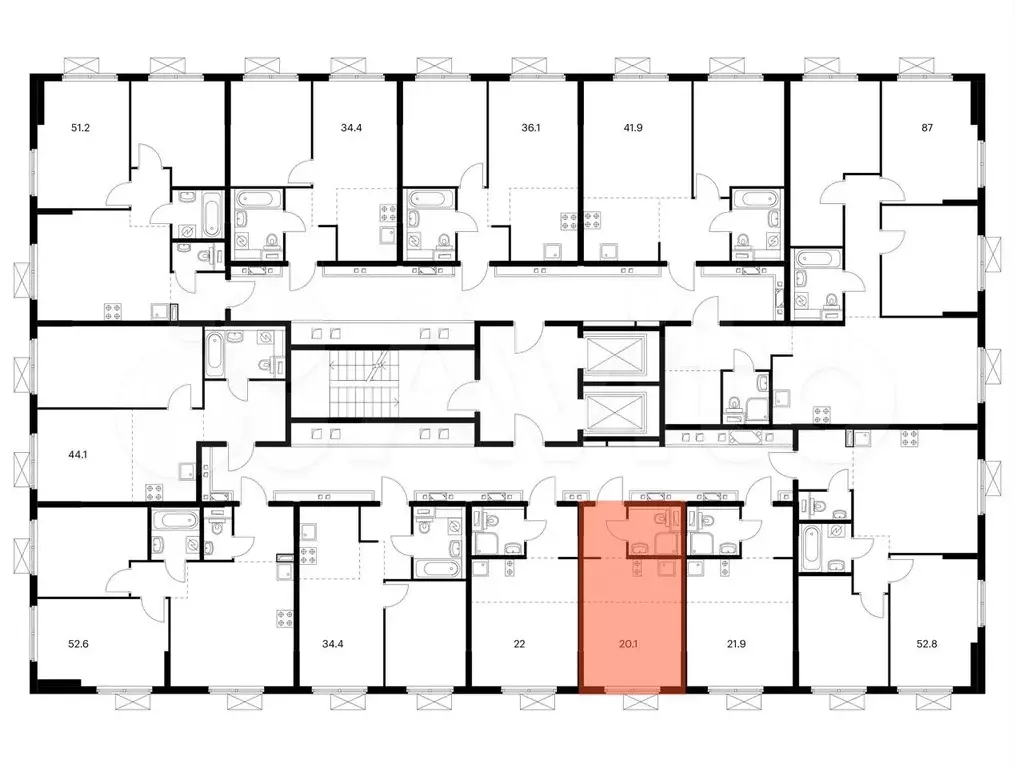 Квартира-студия, 20,1 м, 14/17 эт. - Фото 1