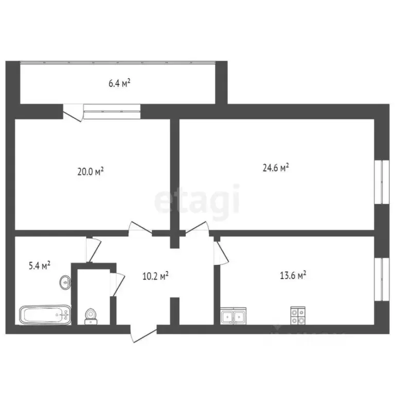 2-к кв. Тюменская область, Тюмень ул. Елизарова, 12 (76.9 м) - Фото 2