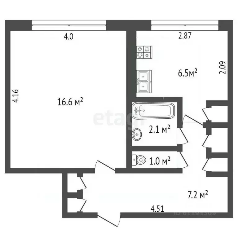 1-к кв. Мордовия, Саранск ул. Косарева, 5к2 (35.3 м) - Фото 0