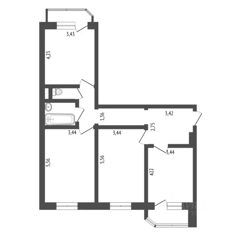 3-к кв. Тюменская область, Тюмень Широтная ул., 172к1 (89.5 м) - Фото 2