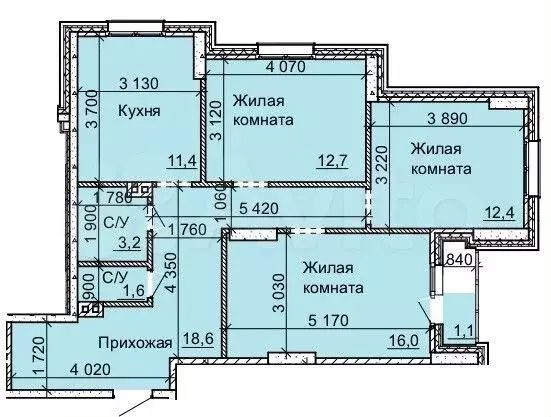 3-к. квартира, 76,9 м, 10/16 эт. - Фото 1