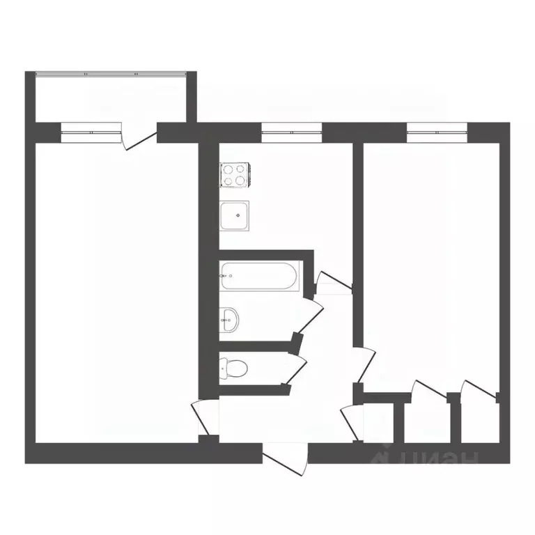 2-к кв. Тюменская область, Тюмень ул. Коммунаров, 7 (43.2 м) - Фото 1