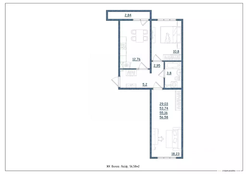 2-к кв. Тверская область, Тверь Новочеркасская ул., 49 (56.58 м) - Фото 2