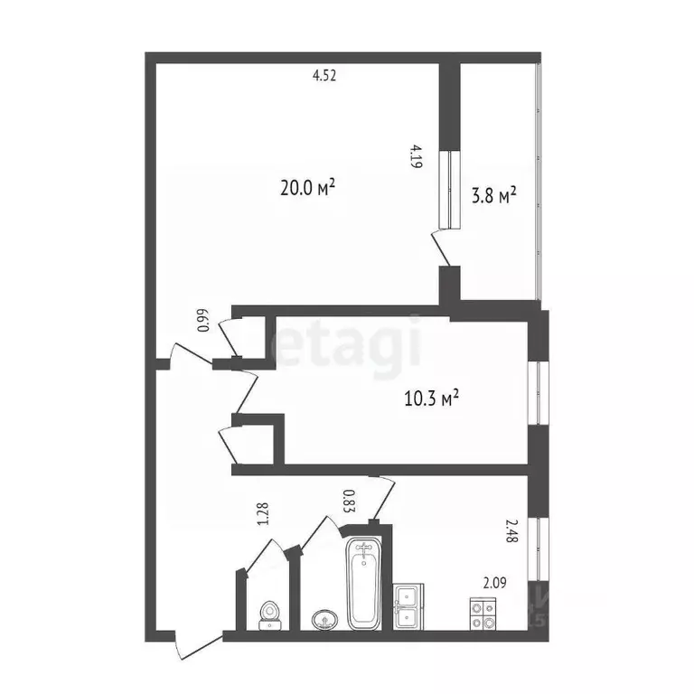 2-к кв. Санкт-Петербург Бухарестская ул., 23К2 (46.1 м) - Фото 1