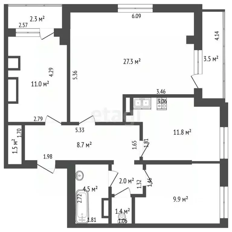 3-к кв. Калининградская область, Калининград ул. Олега Кошевого, 17 ... - Фото 2