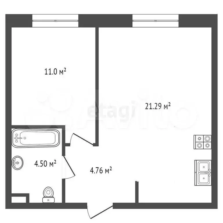 1-к. квартира, 41,6 м, 2/16 эт. - Фото 0