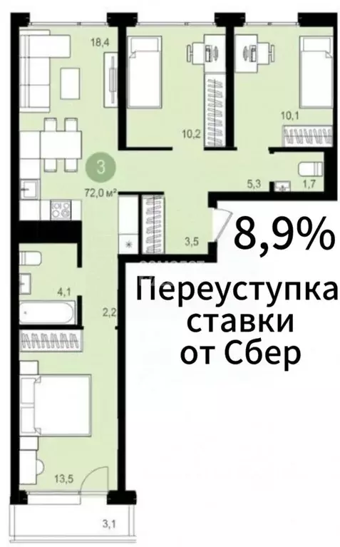 3-к кв. Новосибирская область, Новосибирск ул. Аэропорт, 88 (72.0 м) - Фото 0