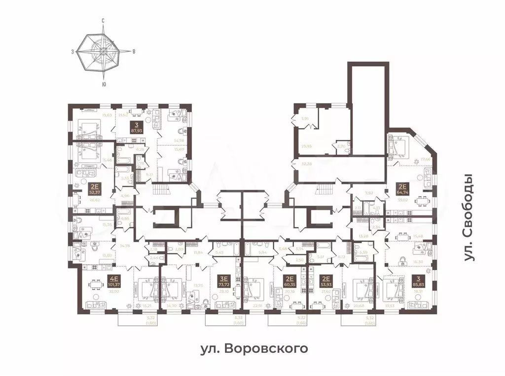 4-к. квартира, 101,4 м, 1/4 эт. - Фото 1