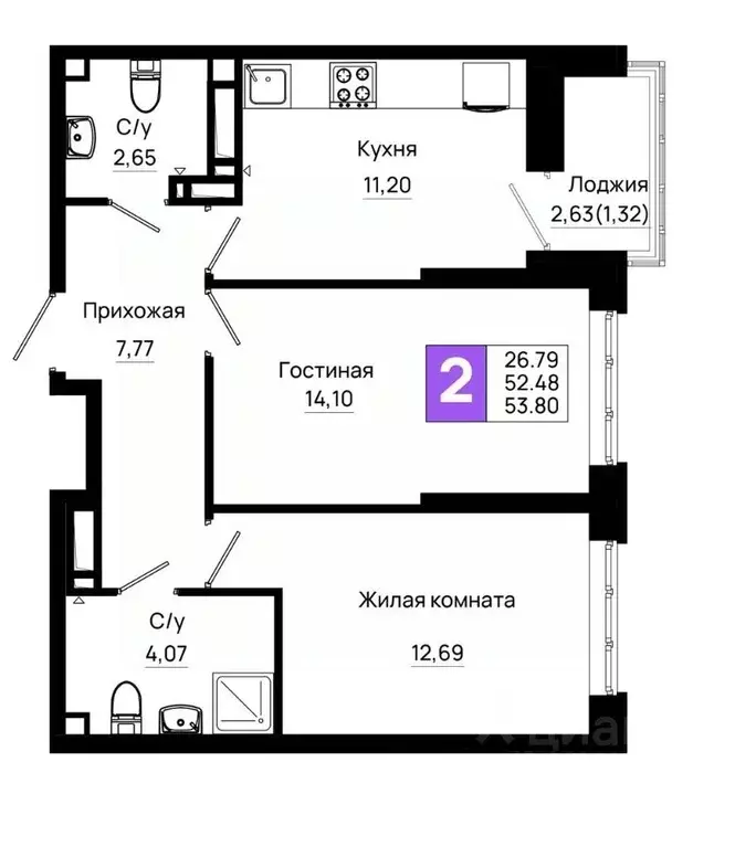2-к кв. Ростовская область, Ростов-на-Дону Нефтекачка кв-л, Октябрь ... - Фото 0
