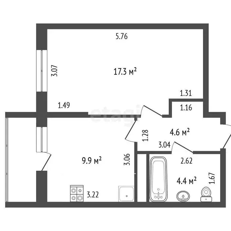 1-комнатная квартира: Мирное, улица Крымской Весны, 5к5А (36.2 м) - Фото 1