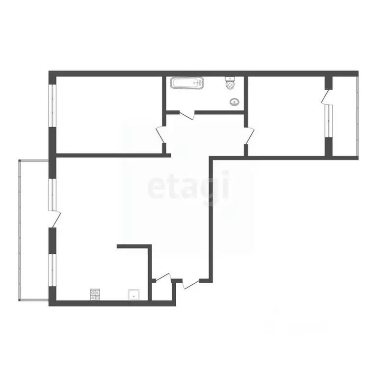 3-к кв. Томская область, Томск пос. Светлый, 8 (68.0 м) - Фото 2