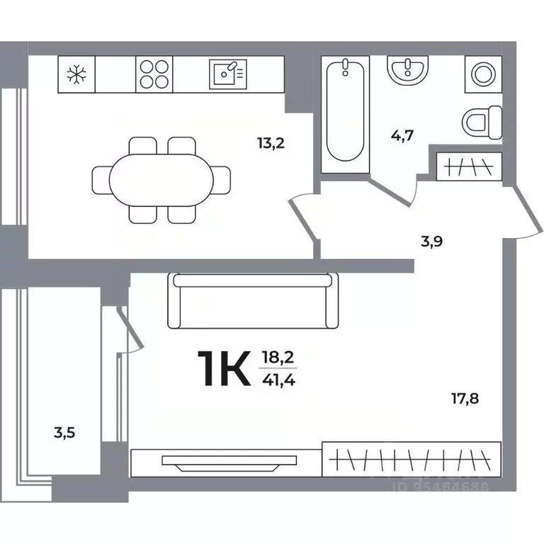 1-к кв. Новосибирская область, Новосибирск Беловежский мкр,  (41.1 м) - Фото 0