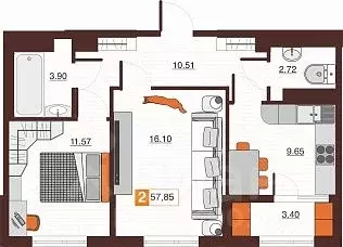 2-к кв. Оренбургская область, Оренбург Северный жилрайон, Фамильные ... - Фото 1