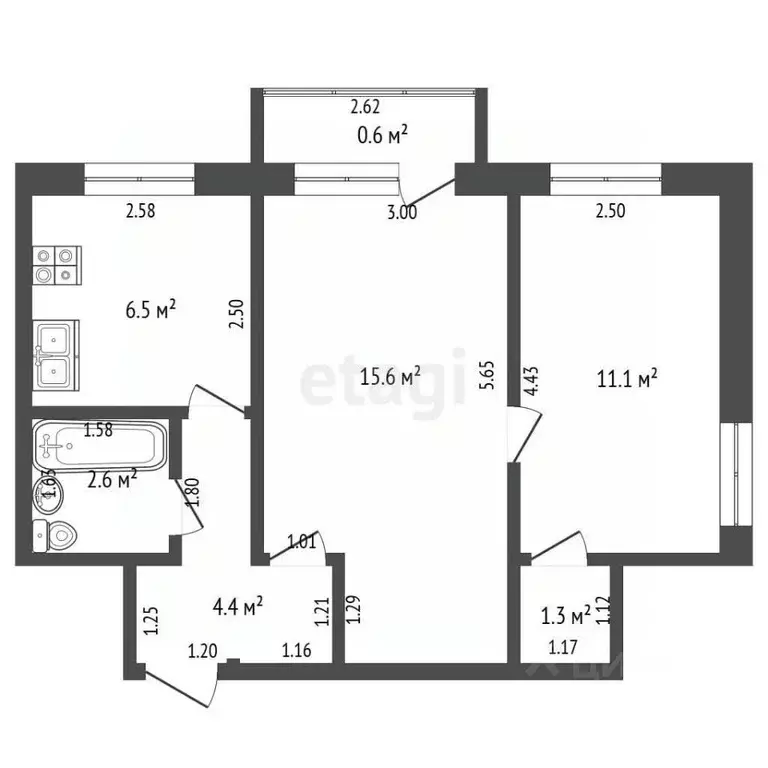 2-к кв. Забайкальский край, Чита ул. Горького, 65 (41.5 м) - Фото 2