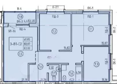 3-комнатная квартира: Тюмень, Ямская улица, 159с1 (84 м) - Фото 0