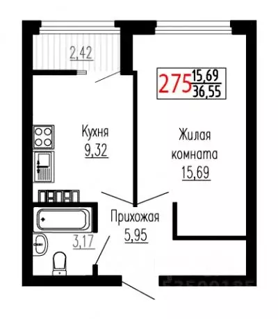1-к кв. Свердловская область, Екатеринбург ул. Лыжников, 3 (36.8 м) - Фото 0