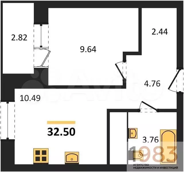 1-к. квартира, 32,5 м, 7/25 эт. - Фото 0