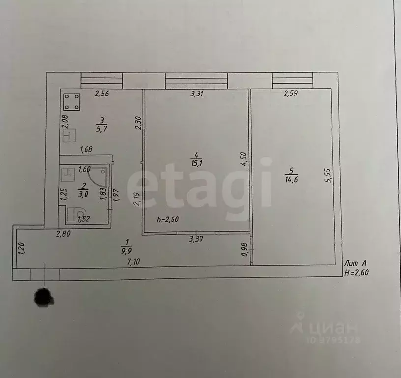 2-к кв. Татарстан, Казань ул. Чкалова, 13 (48.0 м) - Фото 1