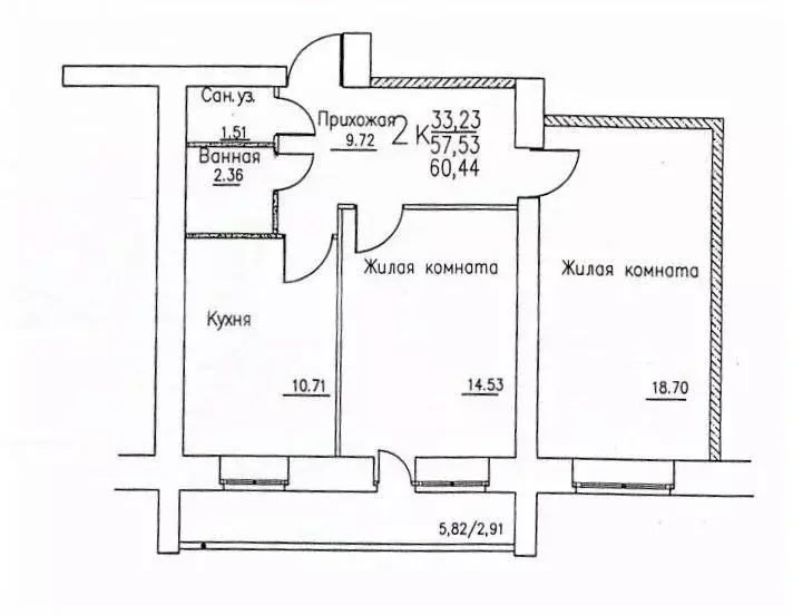 2-к кв. Пермский край, Пермь ул. Генерала Черняховского, 49 (58.2 м) - Фото 1