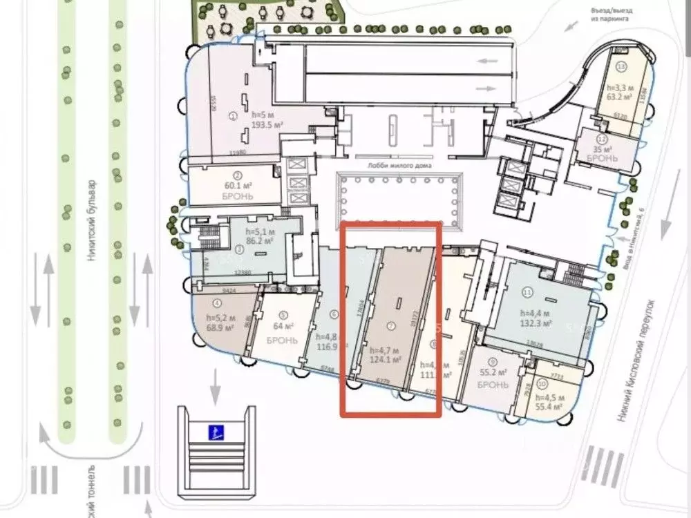 Торговая площадь в Москва Никитский бул., 6/20 (124 м) - Фото 1