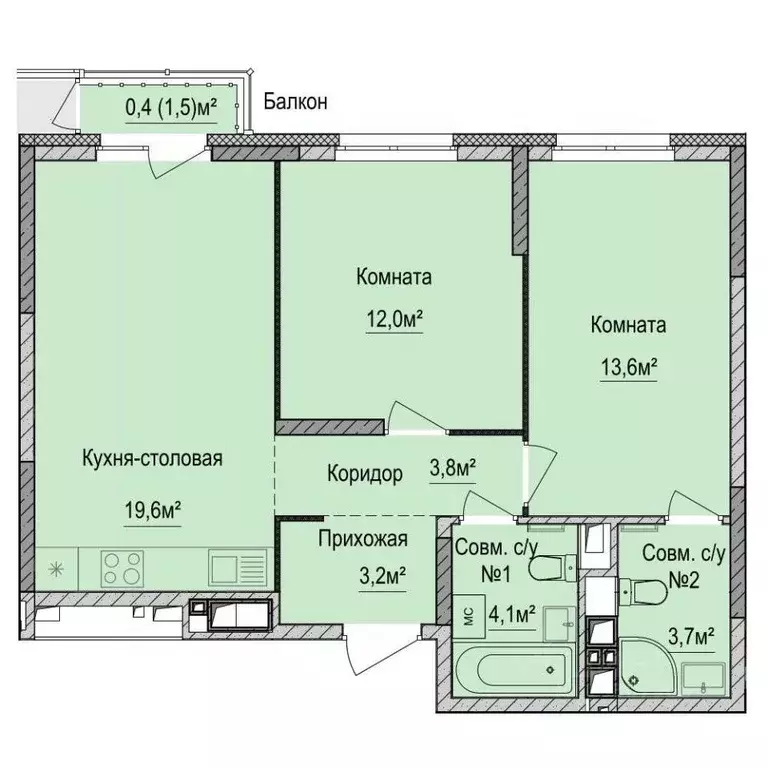2-к кв. Удмуртия, Ижевск Союзная ул., 8Б (60.35 м) - Фото 0