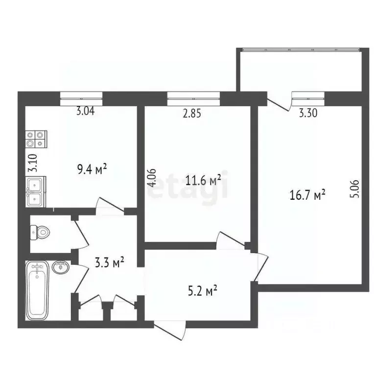 2-к кв. Вологодская область, Череповец Олимпийская ул., 73 (50.3 м) - Фото 0