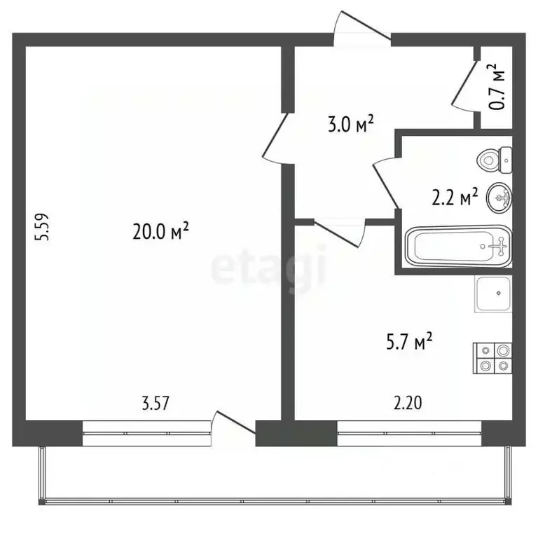 1-к кв. Севастополь ул. Маршала Геловани, 18 (33.5 м) - Фото 2