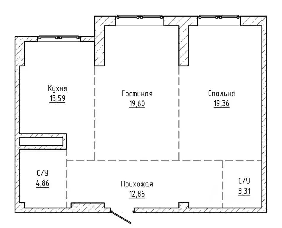 2-к кв. Кабардино-Балкария, Нальчик ул. Идарова, 178 (74.0 м) - Фото 2