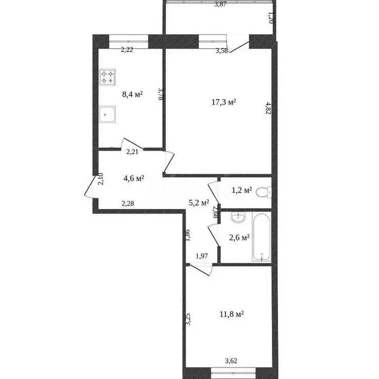 2-комнатная квартира: Ишим, Большая улица, 183 (47.9 м) - Фото 1