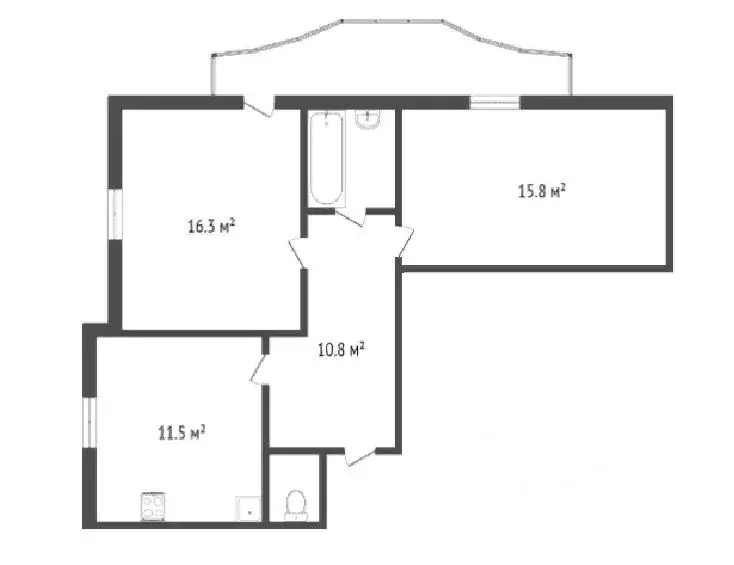 2-к кв. Тюменская область, Тюмень ул. Циолковского, 13 (57.4 м) - Фото 2