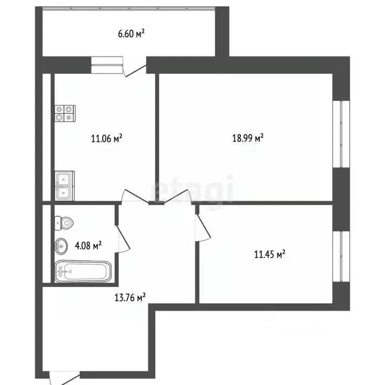 2-к кв. Мордовия, Саранск ш. Северо-Восточное, 47 (63.35 м) - Фото 0