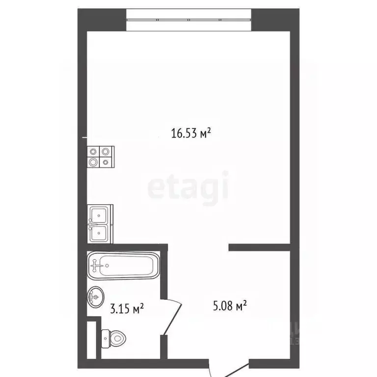 Студия Тюменская область, Тюмень Домашний жилой комплекс (24.76 м) - Фото 2
