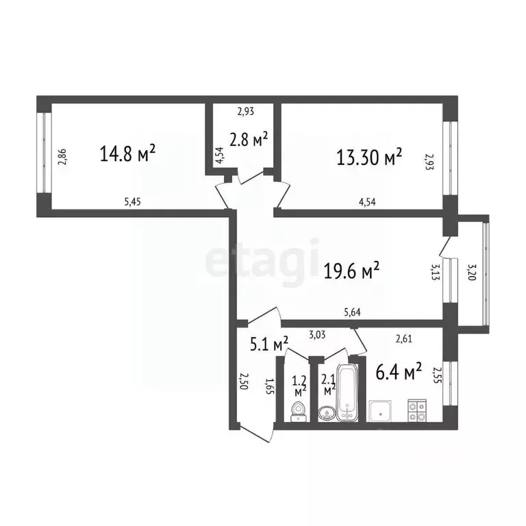 3-к кв. Ульяновская область, Ульяновск проезд Полбина, 32 (65.0 м) - Фото 1