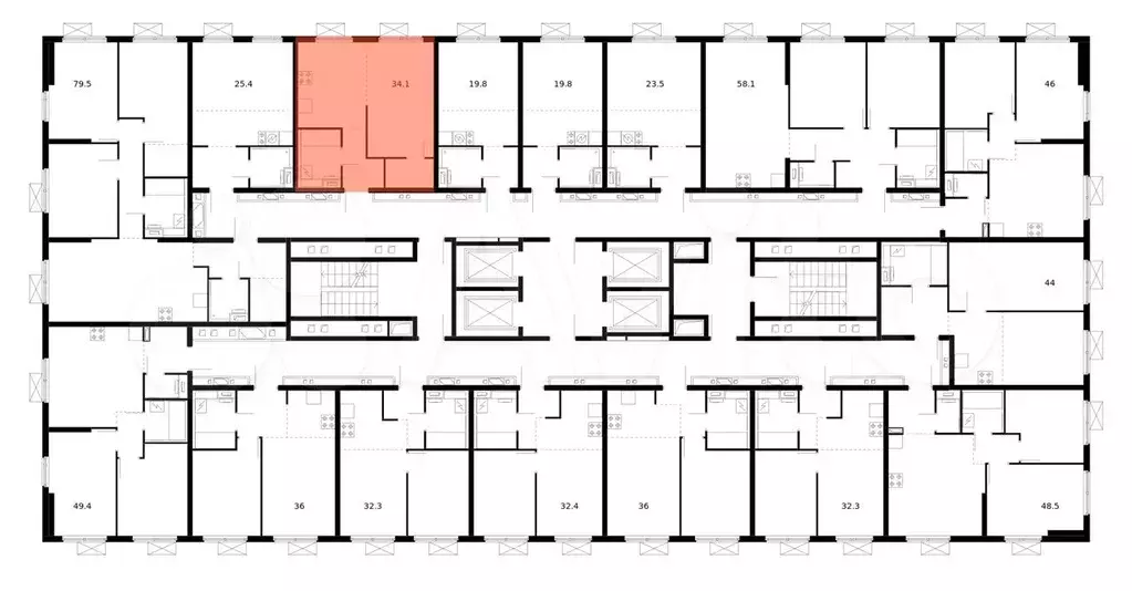 1-к. квартира, 34,1 м, 24/25 эт. - Фото 1