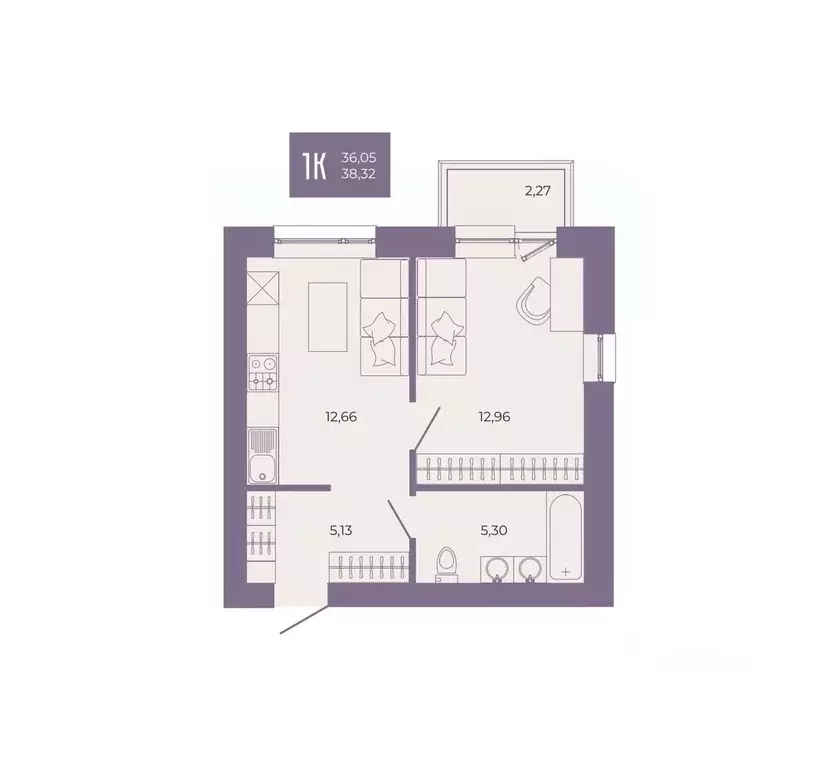 1-к кв. Пензенская область, Пенза ул. Тепличная, 55 (38.32 м) - Фото 1