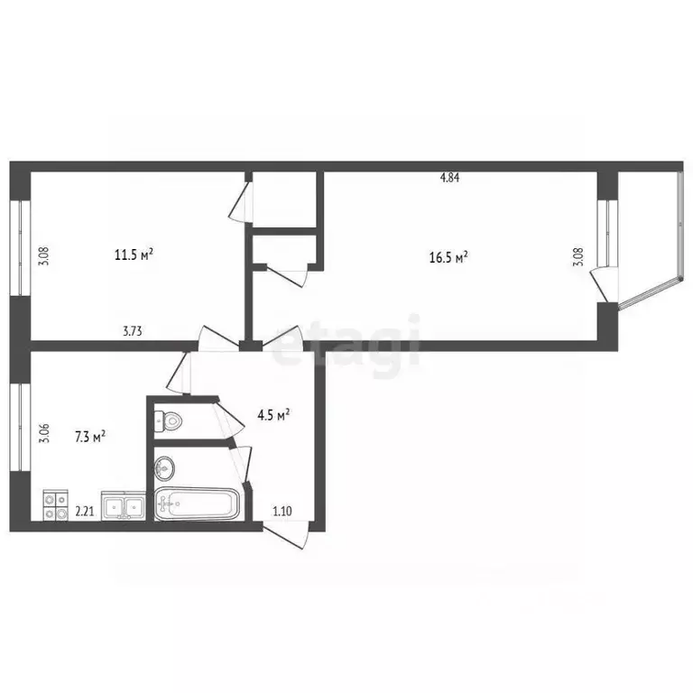 2-к кв. Московская область, Лобня Спортивная ул., 3к3 (44.9 м) - Фото 2