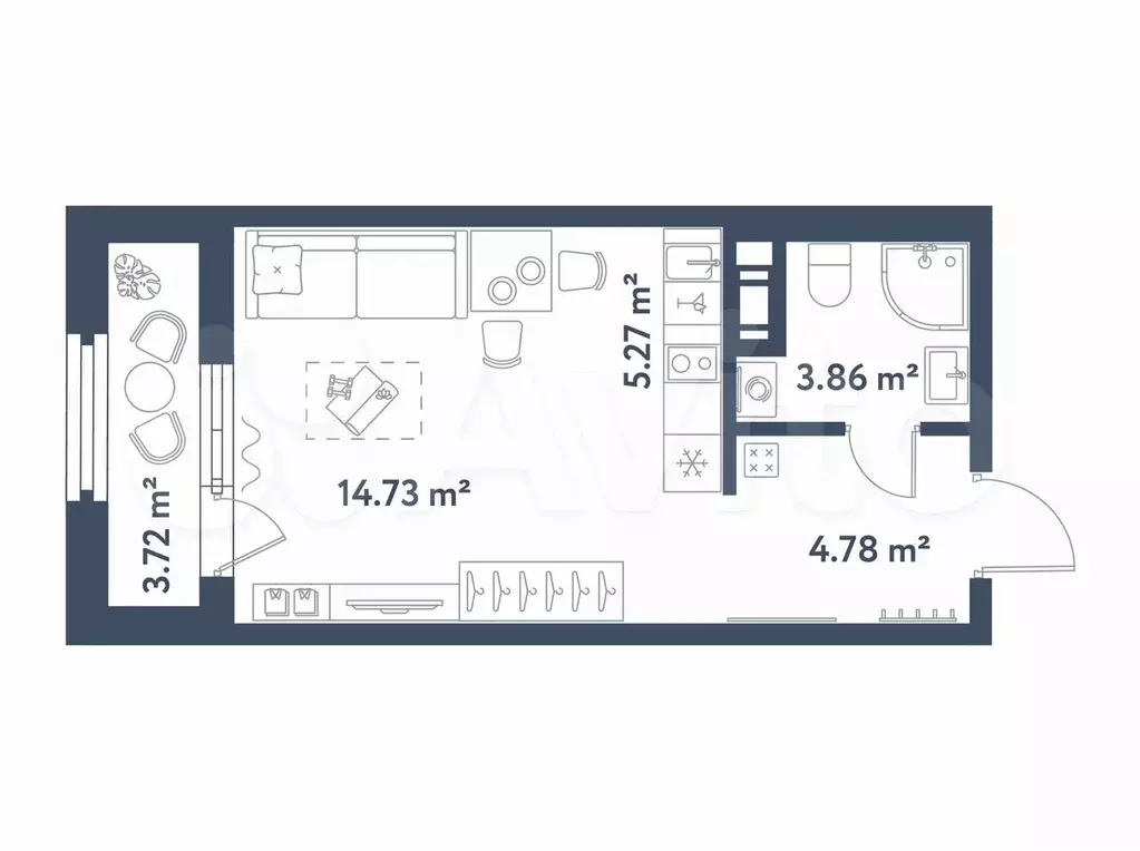 Квартира-студия, 30,5 м, 9/11 эт. - Фото 0