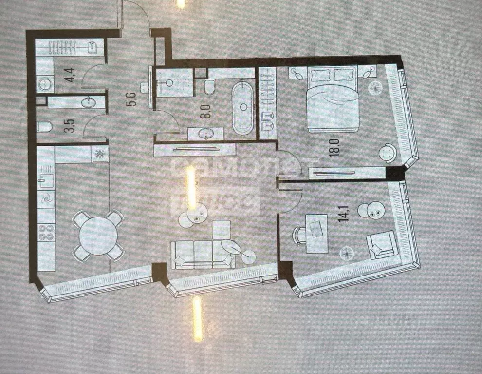 3-к кв. Москва Летниковская ул., 11/10С26 (94.2 м) - Фото 2