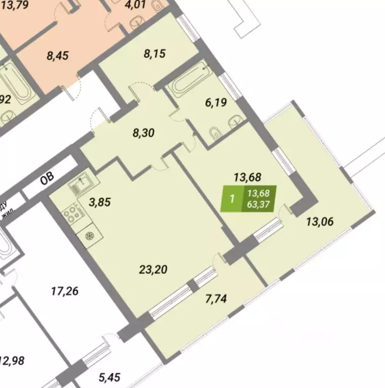 2-к кв. Новосибирская область, Новосибирск Сухарная ул., 105/1 (63.37 ... - Фото 2