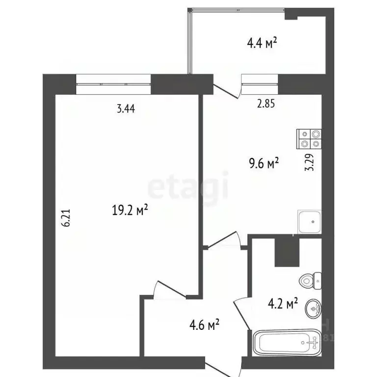 1-к кв. Ростовская область, Ростов-на-Дону ул. Мечникова, 110Г (38.9 ... - Фото 1